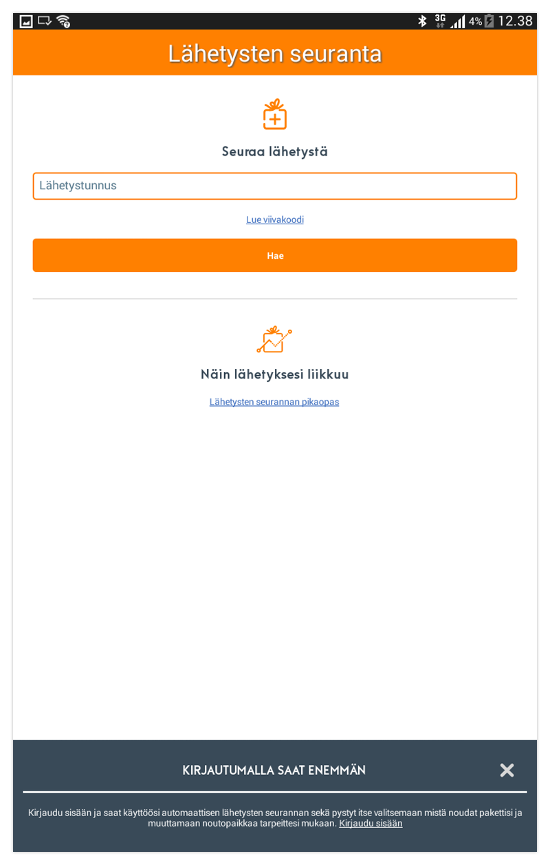 Postin mobiilisovellus, lähetyksen seuranta Postin mobiilisovellus, lähetyksen seuranta