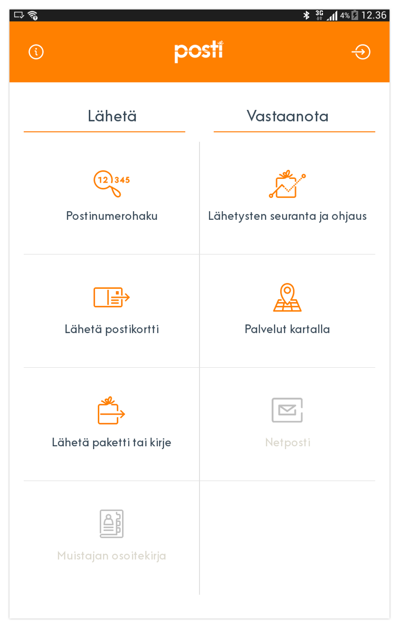 Postin mobiilisovellus, työpöytä Postin mobiilisovellus, työpöytä