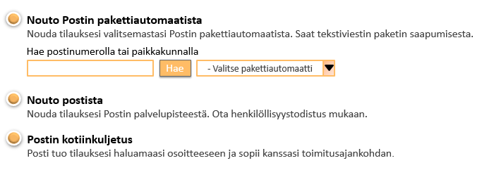 Toimitustavat verkkokaupassa Toimitustavat verkkokaupassa