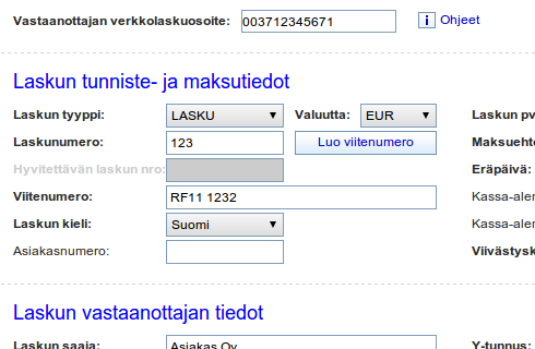 Verkkolaskun lähetys Verkkolaskun lähetys